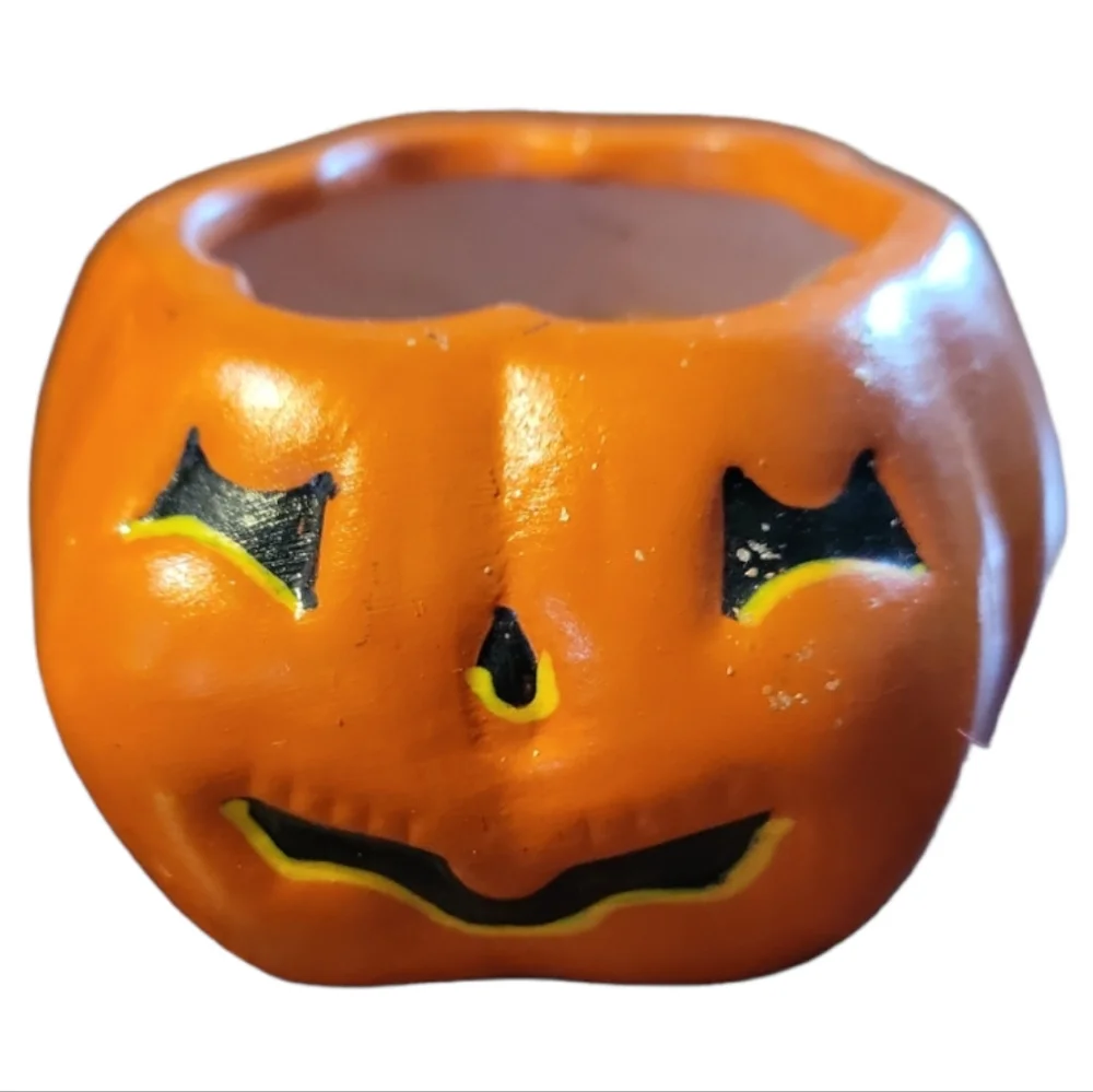 Vtg Halloween Pumpkin Jack O'Lantern Ceramic Candle Robert Allen New